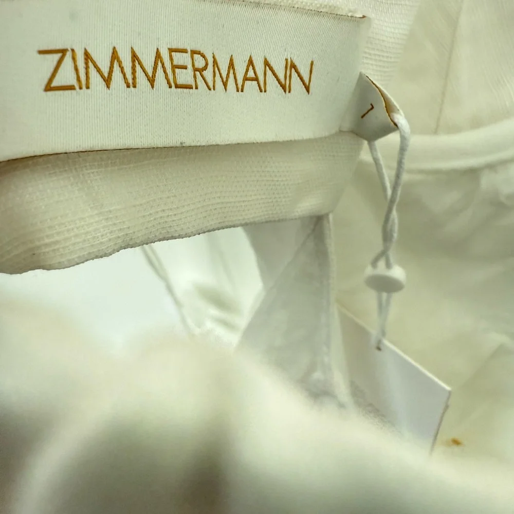 NWT ZIMMERMANN Petal Appliqué Linen Silk Corset Gown White Midi Dress Size 1 - Picture 13 of 16